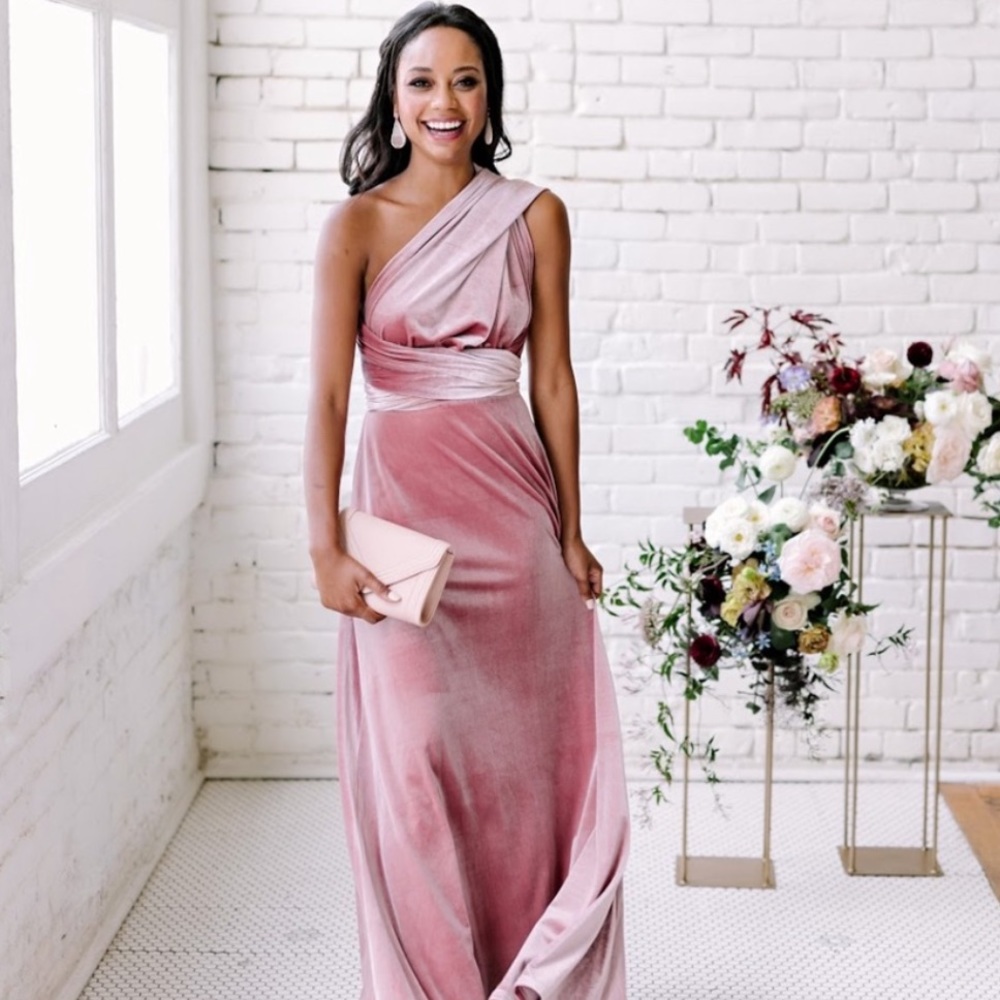 Revelry Velvet Dress Micah Convertible Blush